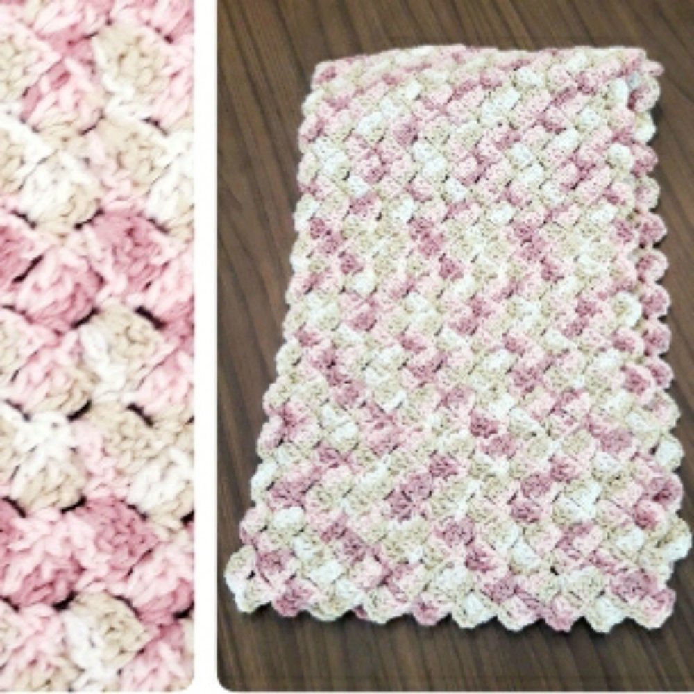 Handmade Crochet Afghan Pastel Yarn Table Runner 45" x 10"